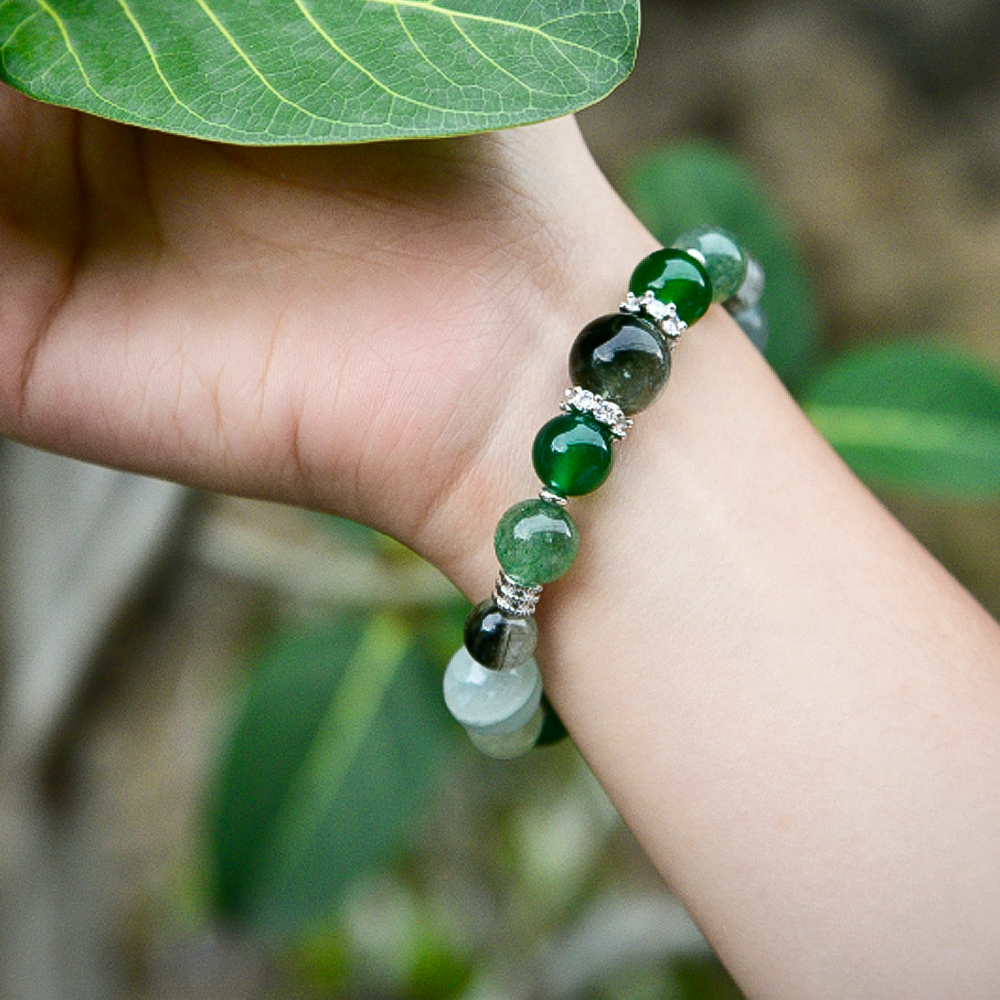Designer Wood Element Crystal Bracelet