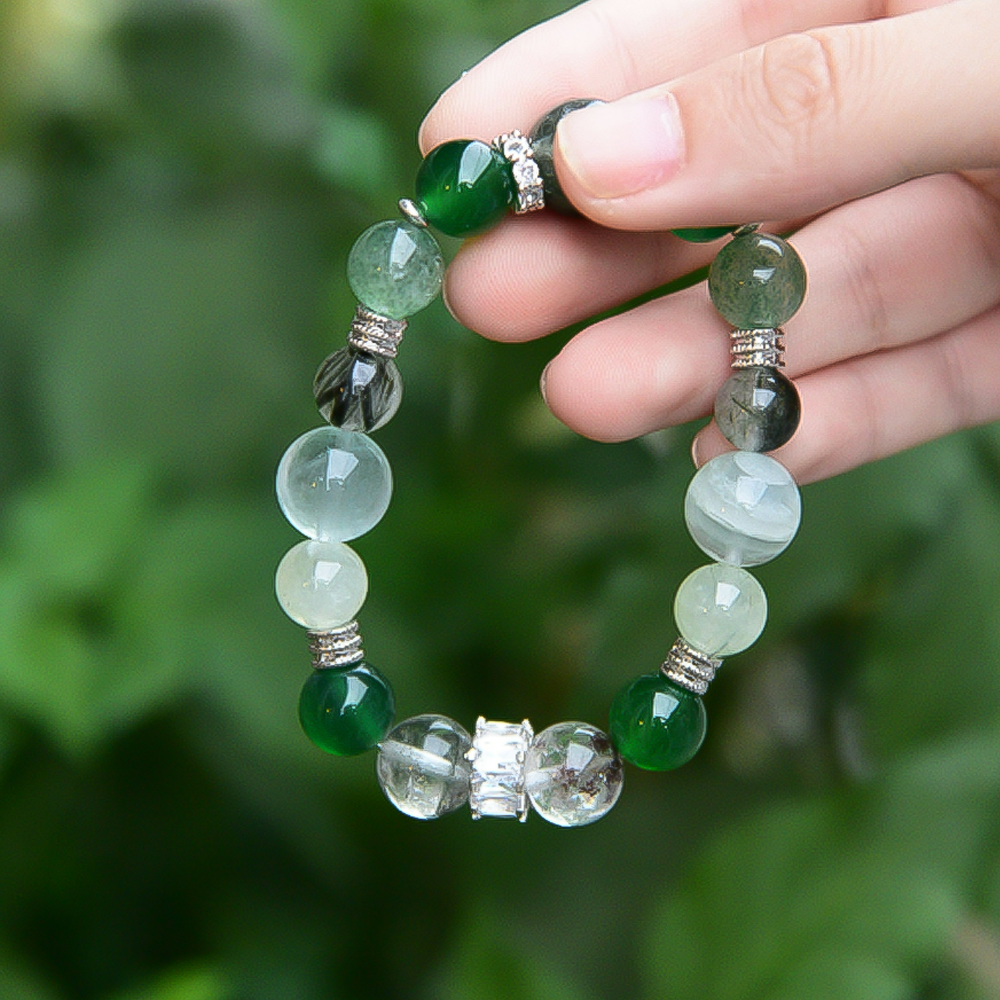 Designer Wood Element Crystal Bracelet