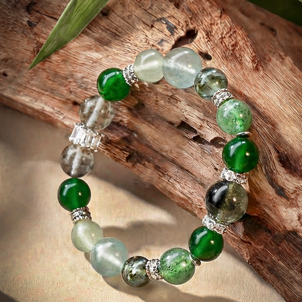 Designer Wood Element Crystal Bracelet