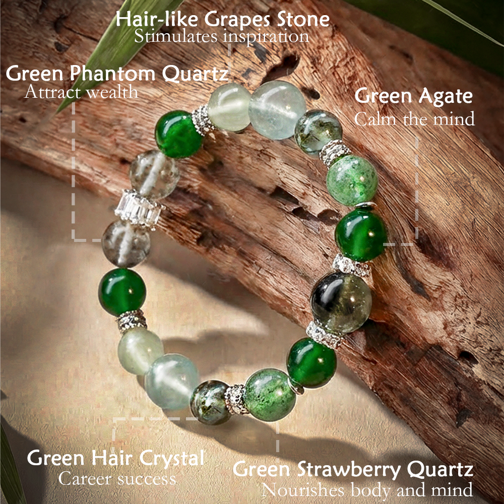 Designer Wood Element Crystal Bracelet